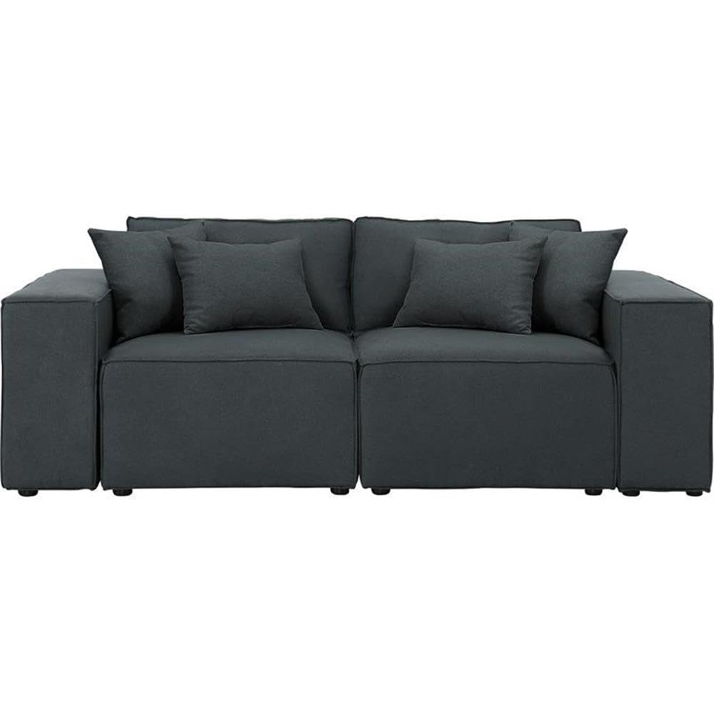 Lilola Home Elson Loveseat in Dark Gray Linen